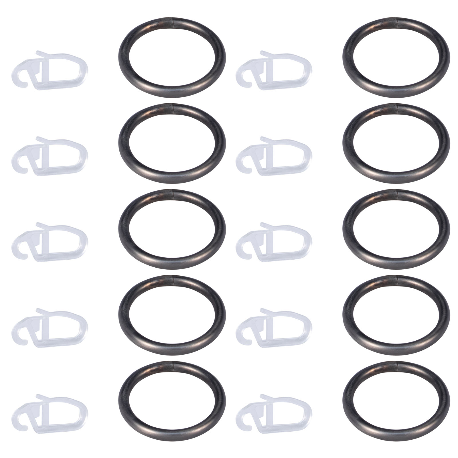 10er-Set Ringe - titan matt - mit Faltenlegehaken