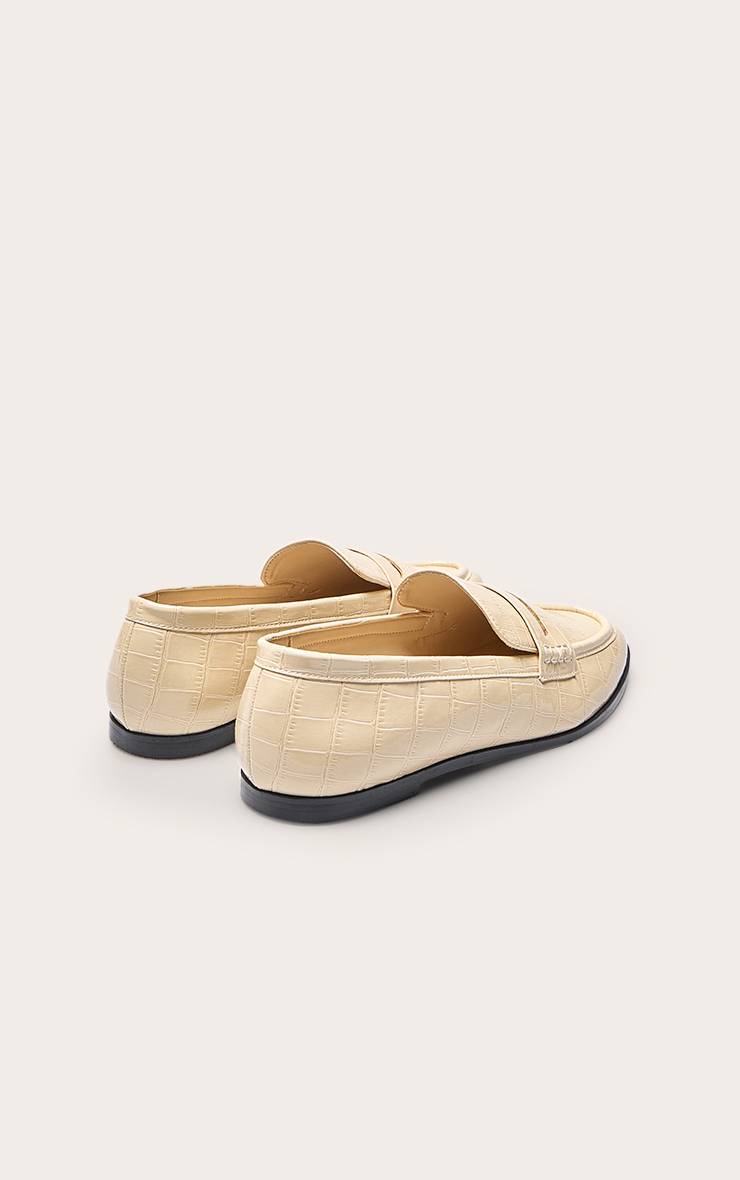 Crème Mocassin À Bout Carré En Synthétique Effet Croco