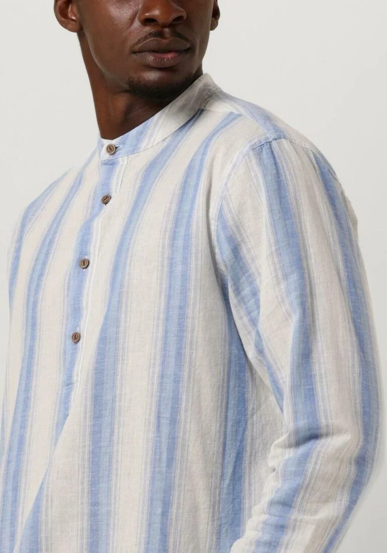 SCOTCH & SODA witte scotch & soda casual overhemd cotton linen blend kaftan in checks and stripes