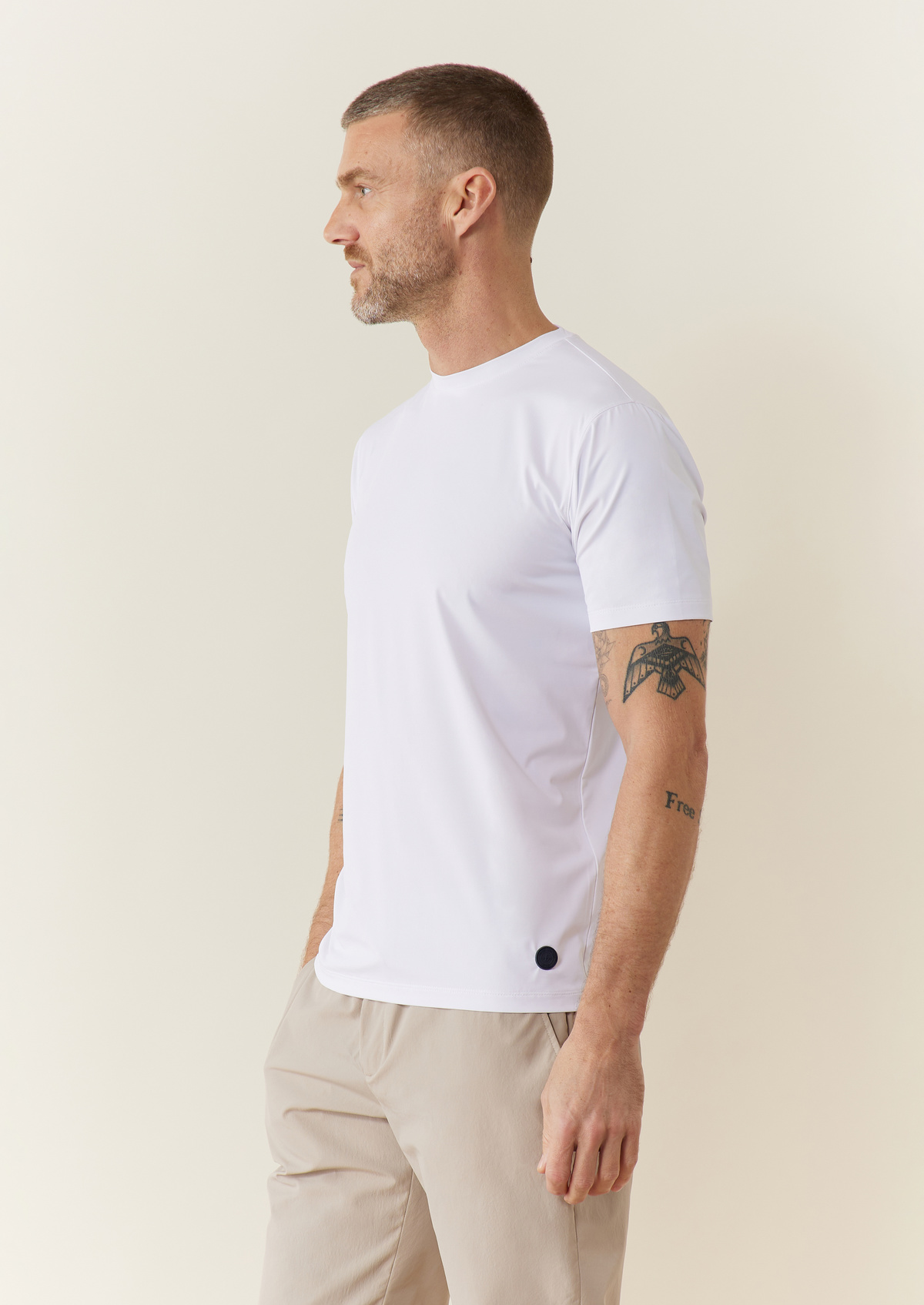 Tee-shirt Talentueux en polyester recyclé stretch col rond uni blanc