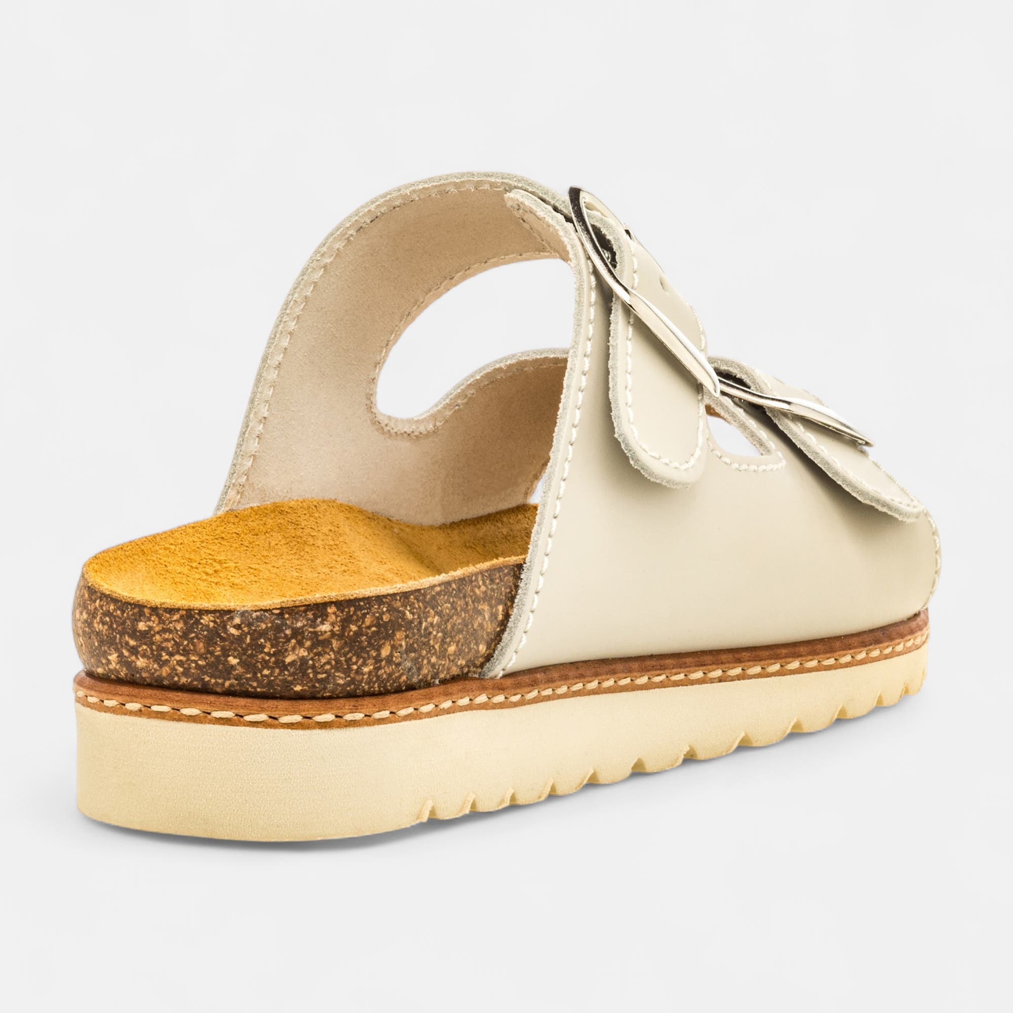Mules semelle liège Femme en cuir beige