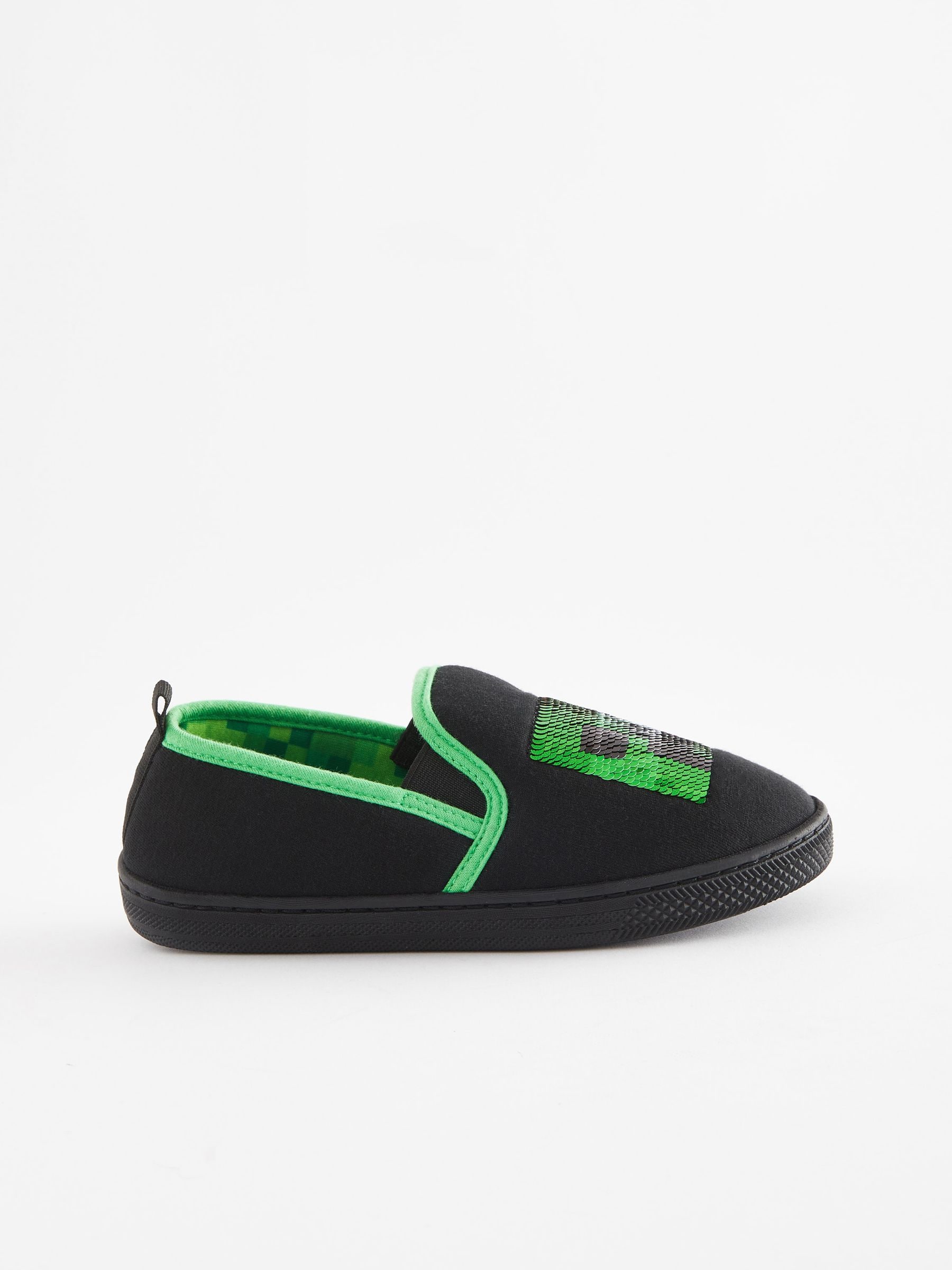 Zwart/groen - Minecraft pantoffels met cupzool