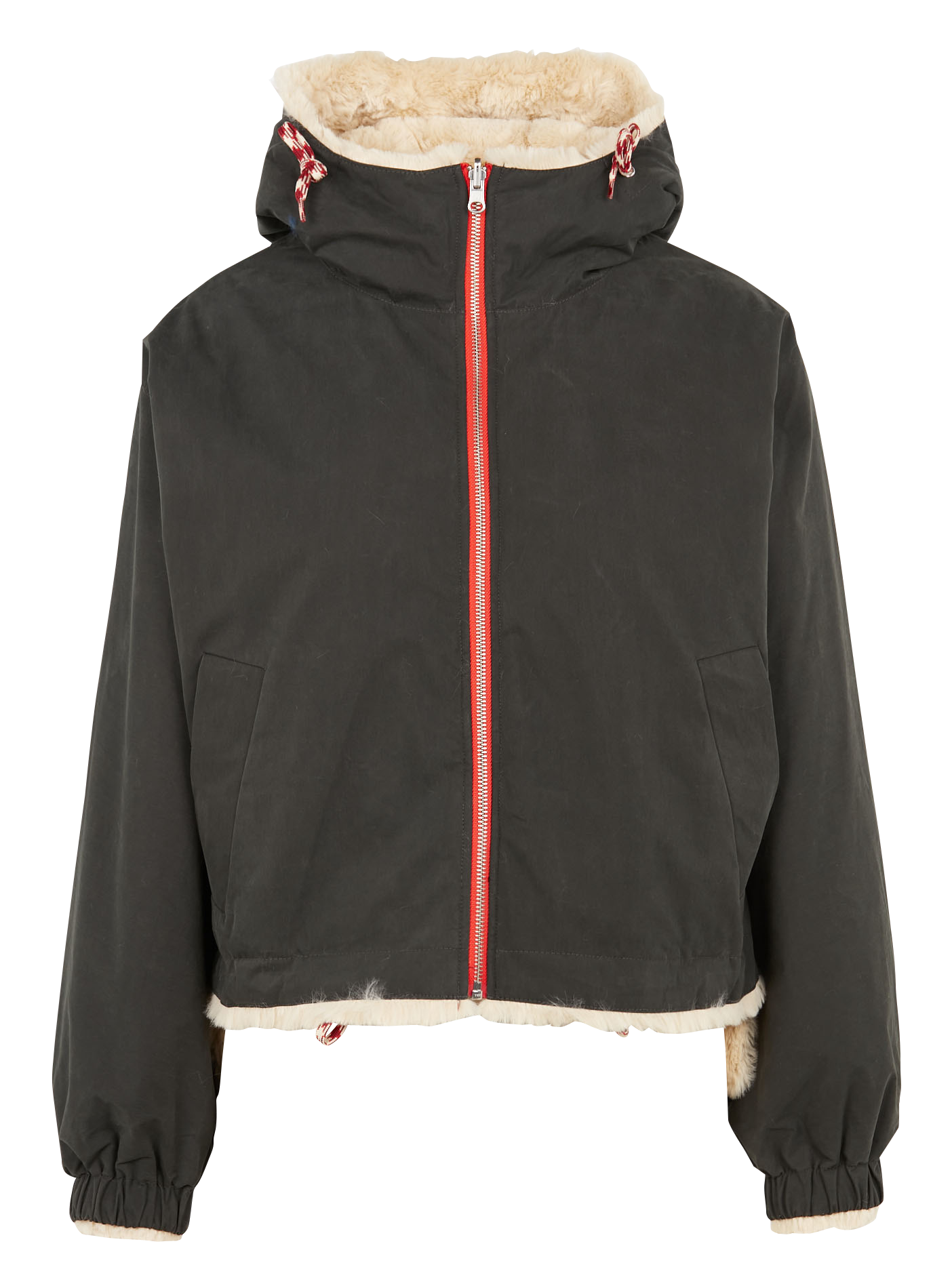 Blouson col montant ample en coton mélangé | Noir