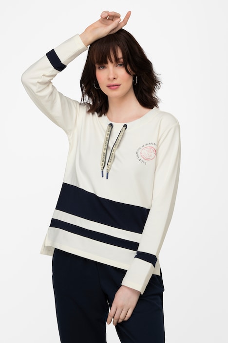 Sweatshirt, Streifen, Print, Rundhals, Langarm