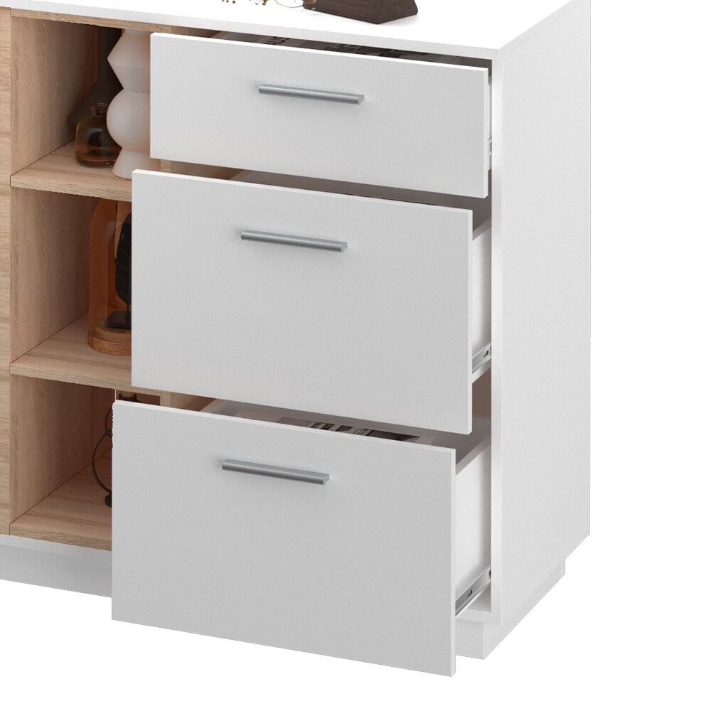 Vicco Kommode Highboard Anrichte Beatrice Weiß 3 Schubladen Sideboard Regal
