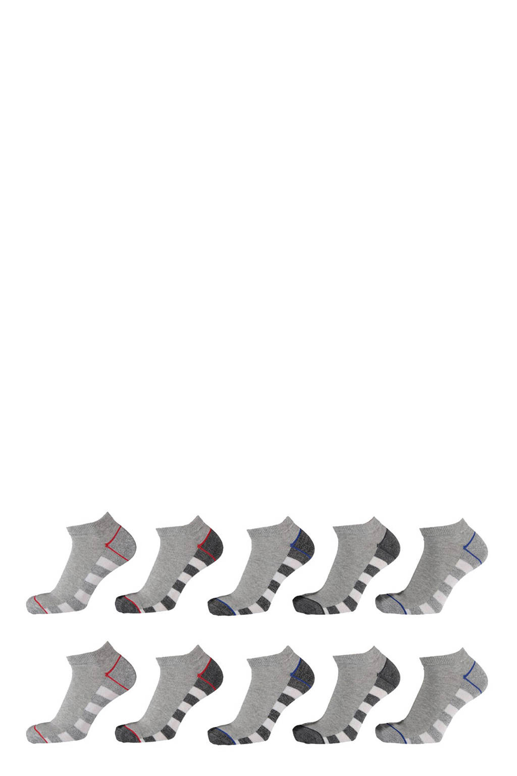 Apollo sneakersokken - set van 10 grijs