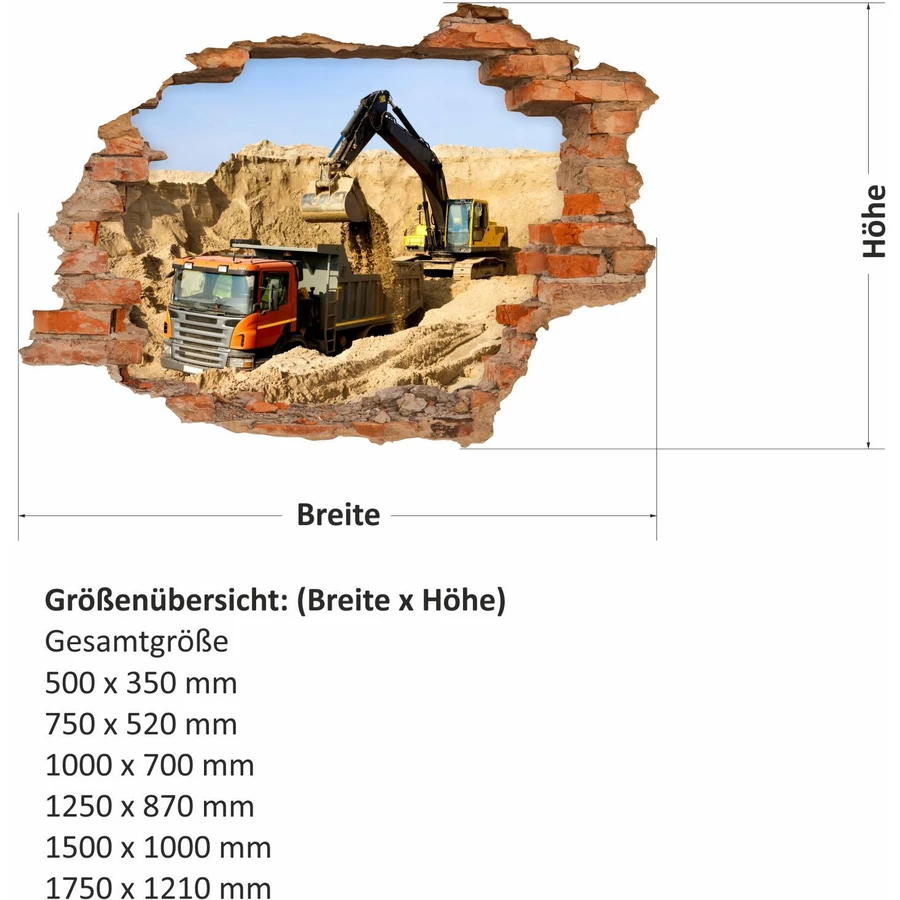 Nikima Wandtattoo 071 Baustelle - Loch in der Wand in 6 vers. Größen bunt