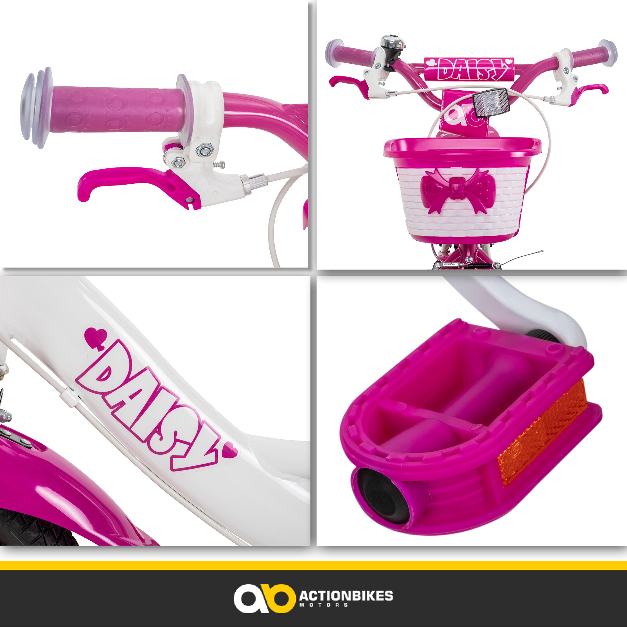 Actionbikes Kinderfahrrad Daisy 12 Zoll, pink, Stützräder, Korb, V-Brake-Bremsen, Antirutschgriffe (East)