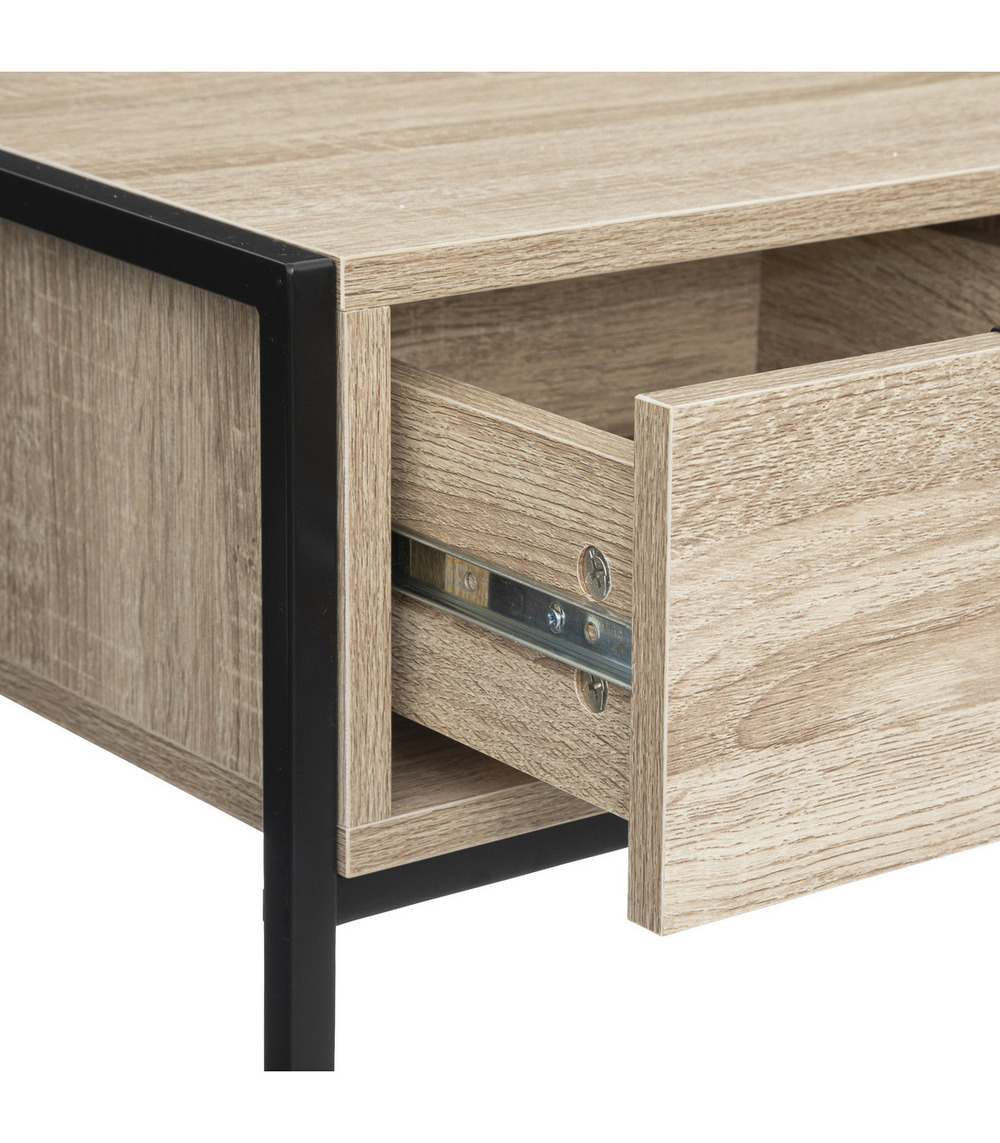 Meuble console 2 tiroirs en métal et bois h 80 cm