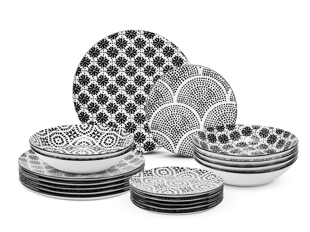 SERVIÇO 18PEÇAS ACTUEL PORCELANA PRETO Ø27 / Ø20 / Ø19CM