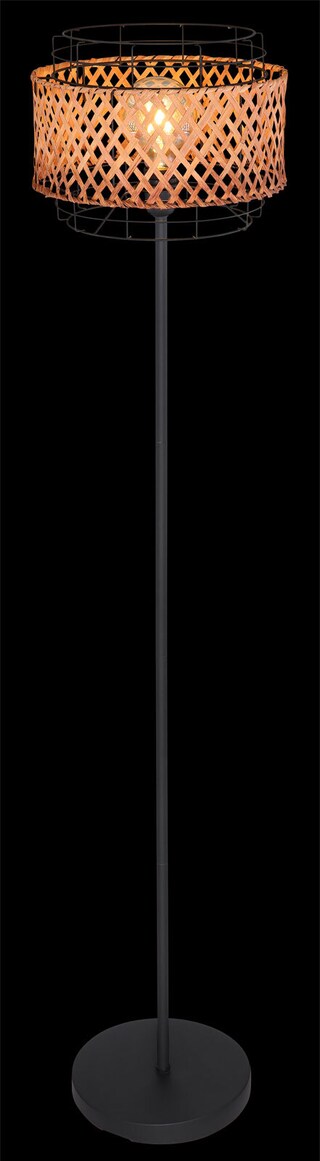 GINA Stehlampe braun, schwarz 15668S, D/H: 30 x 151 cm, Metall, Holz
