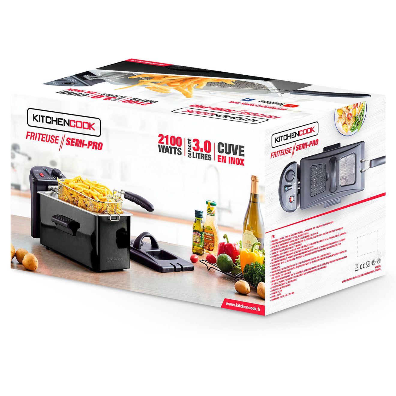 Kitchencook Friteuse noire - 3 L
