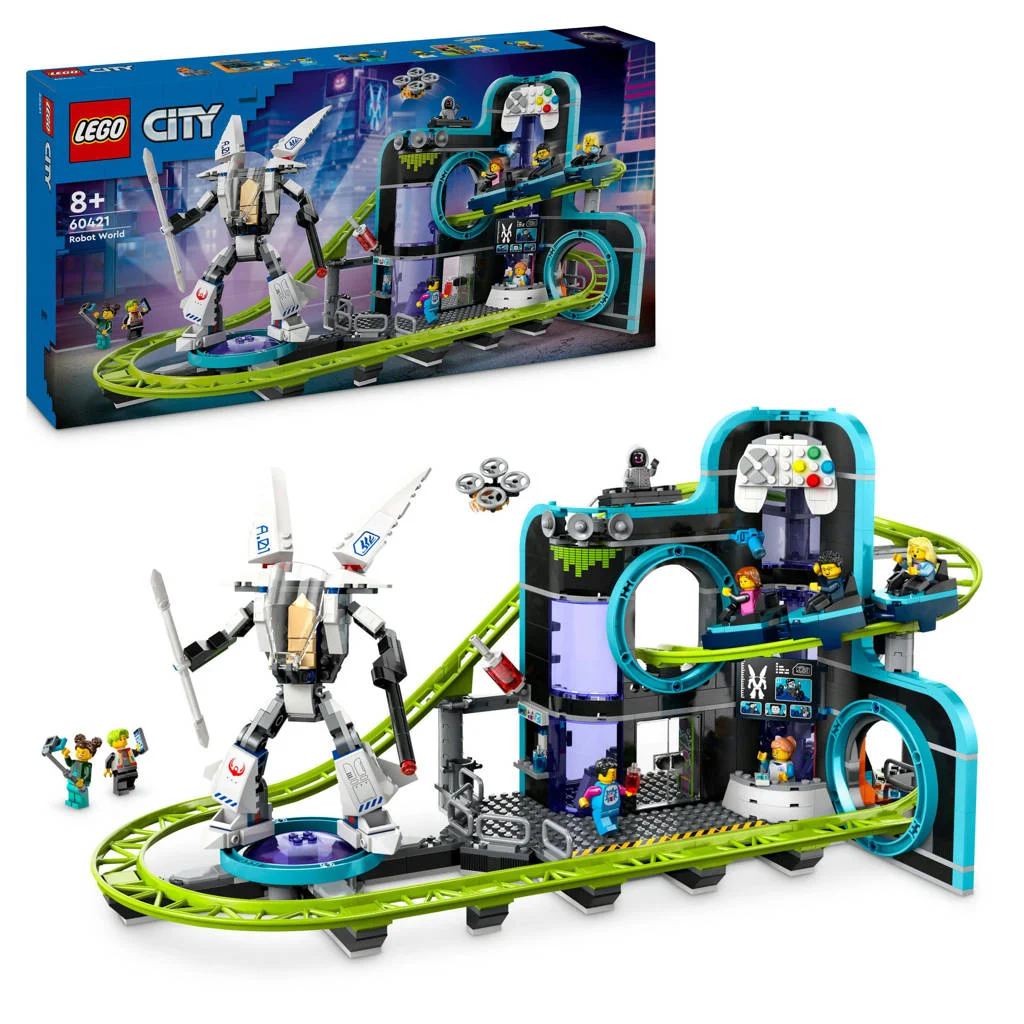 Achtbaan in Robotwereld Pretpark en Robot Speelgoed voor Kinderen 60421