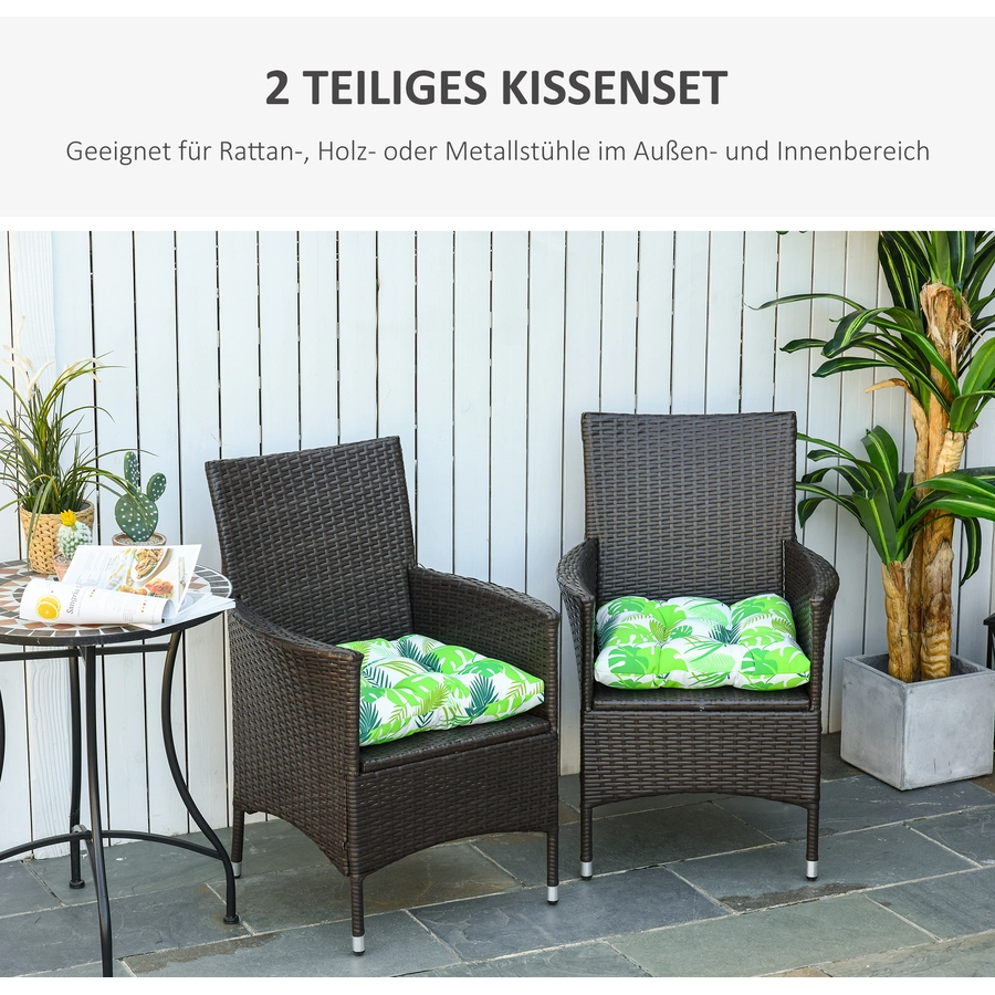 Outsunny Sitzkissen im 2er Set grün gestreift