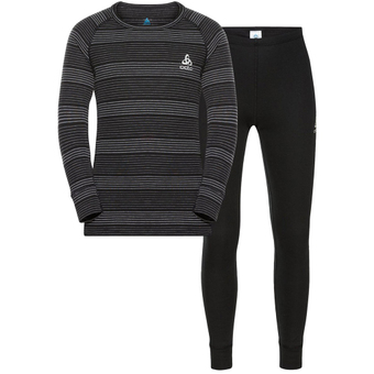 Odlo Active Warm Eco Funktionswäsche-Set Lang Black / Grey Melange Kinder