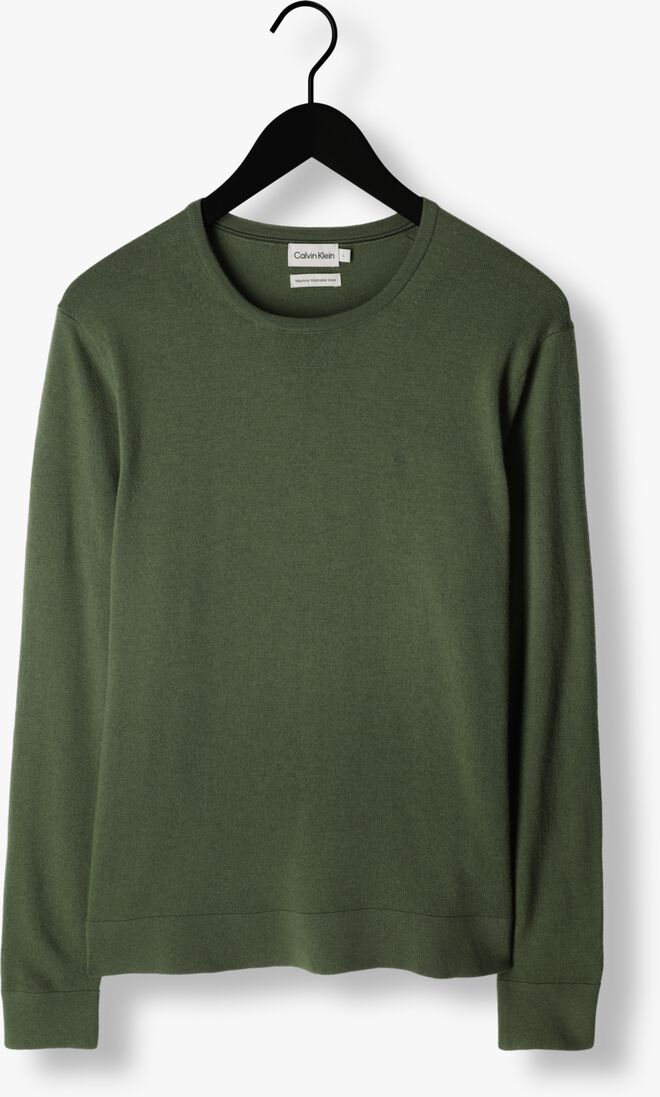 CALVIN KLEIN donkergroene calvin klein trui merino crew neck sweater
