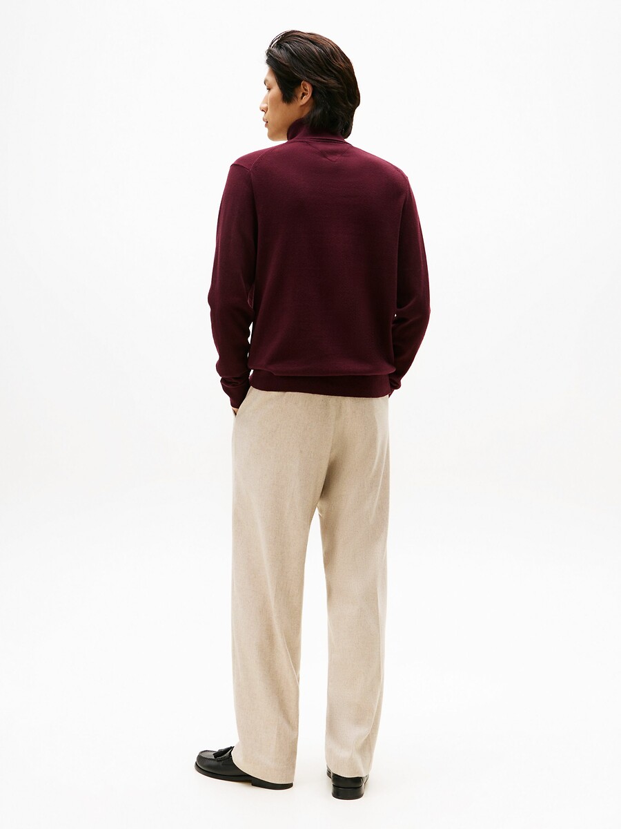 TOMMY HILFIGER<br>Suéter de gola alta em algodão pima e cashmere