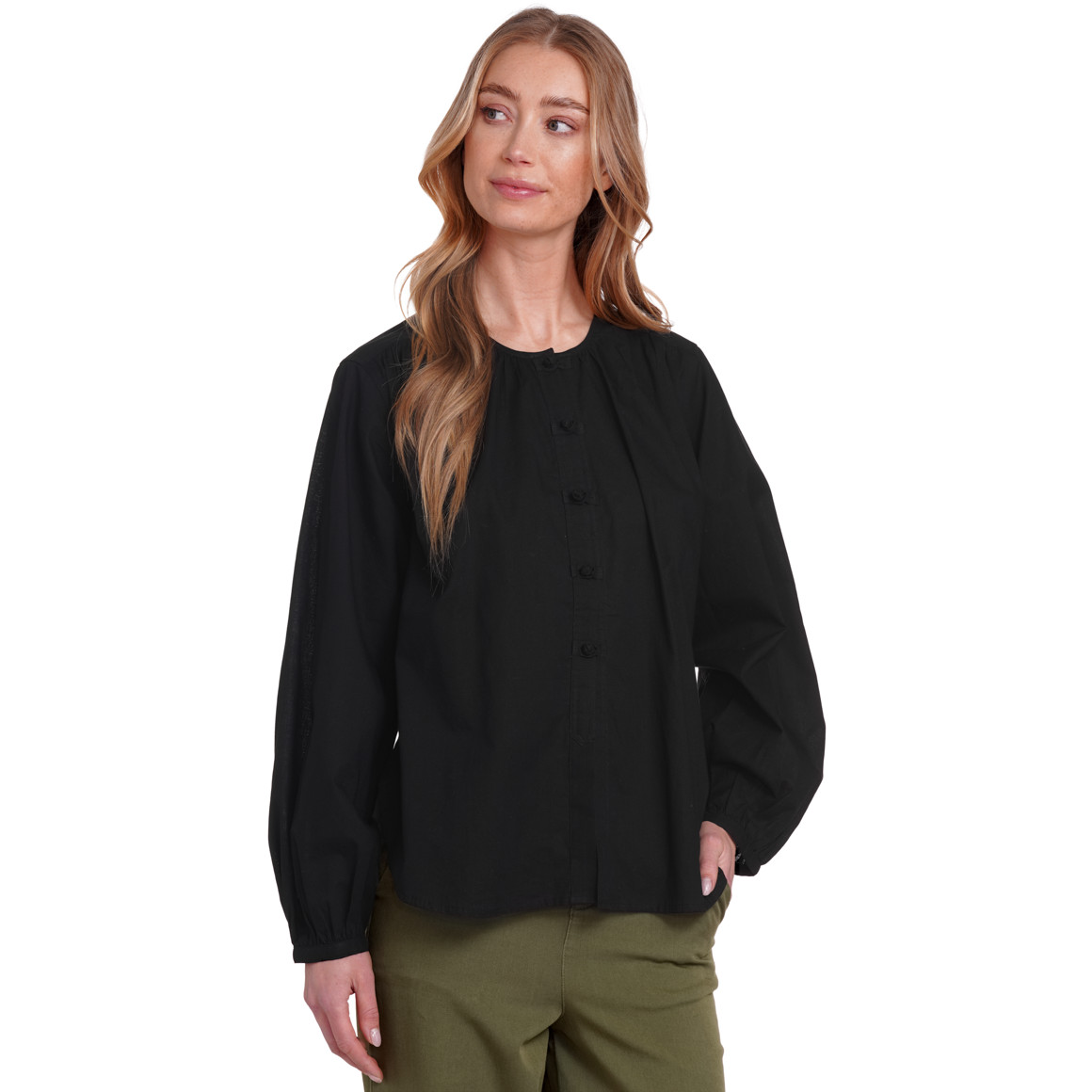 Jonas Nielsen Damen Bluse mit Ballonärmeln schwarz