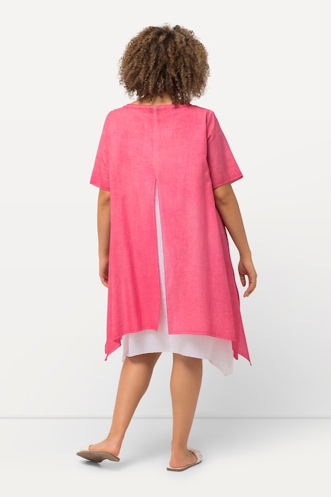 Tunika-Kleid, Spitze, doppellagig, Rundhals, Halbarm