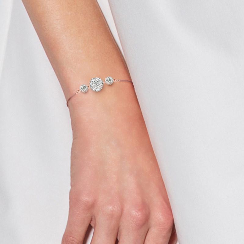Bracelet trilogie - Cristal blanc - Argent 925