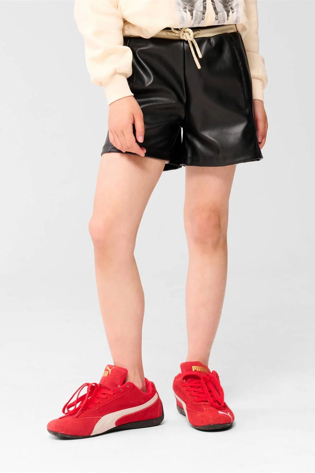Shoeby imitatieleren regular casual short zwart