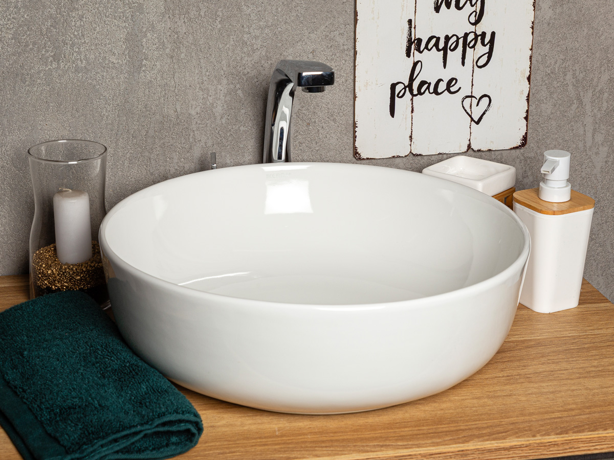 Kerra 98 waskom rond glans wit 41.5x41.5x13cm