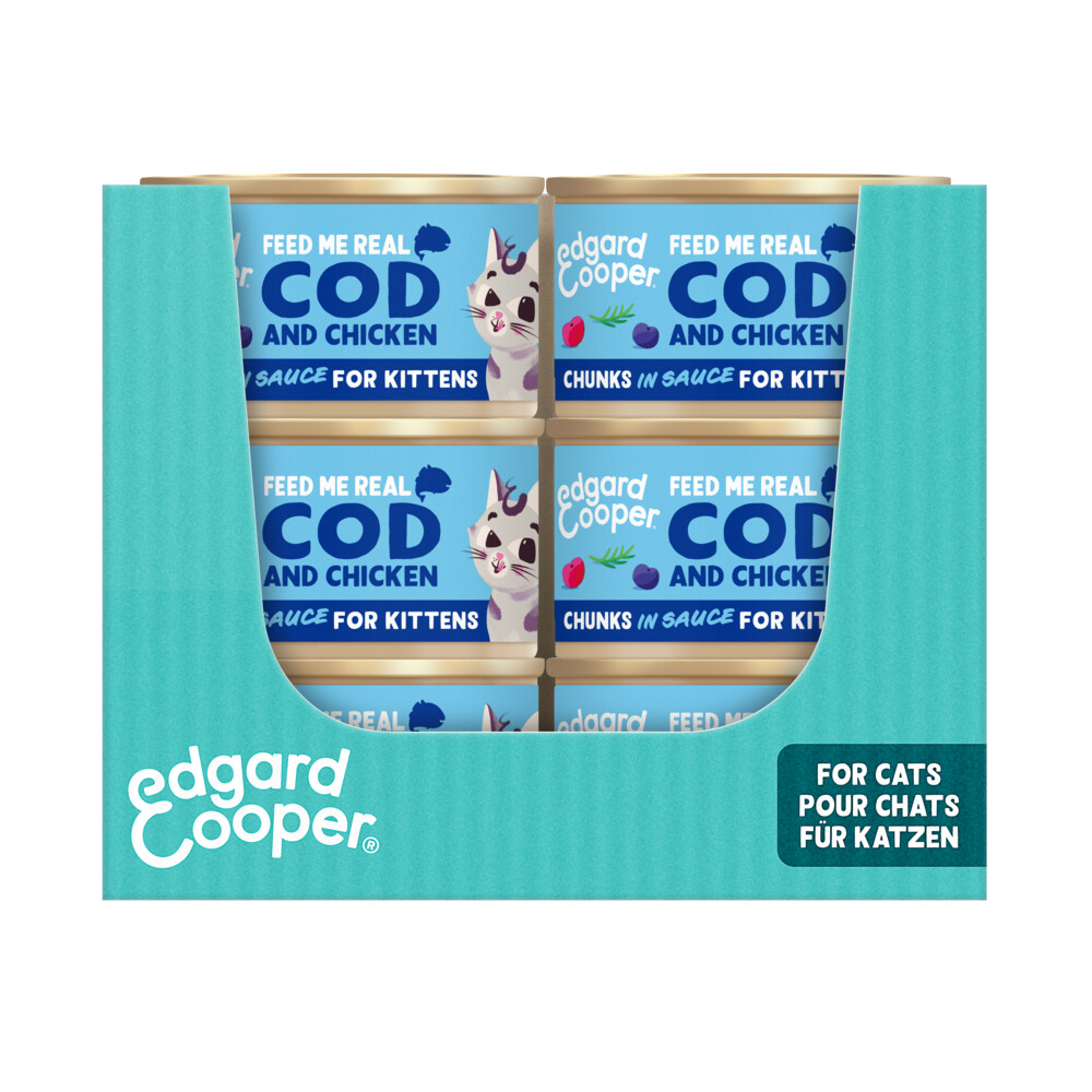 18x Edgard & Cooper Kattenvoer Kitten Chunks Kabeljauw - Kip85 gr