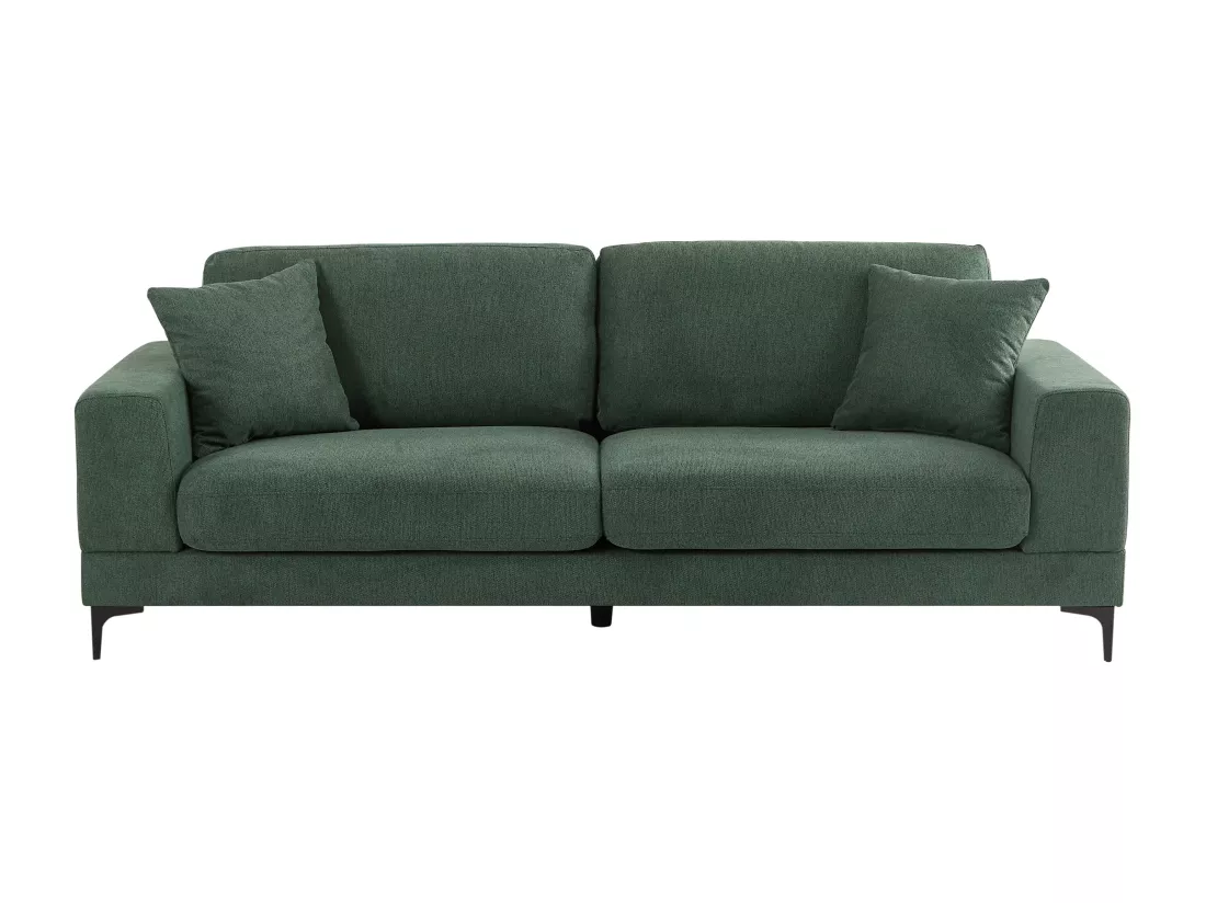 Canapé 3 places et fauteuil en tissu texturé vert JAMOLO