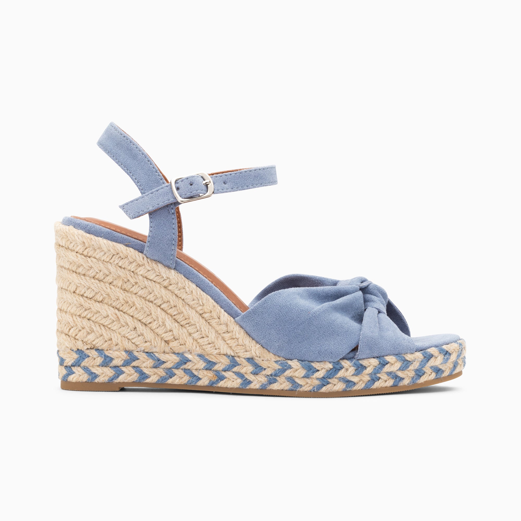 Sandales à talon, Compensées-Sandales compensées nouées Céline bleues