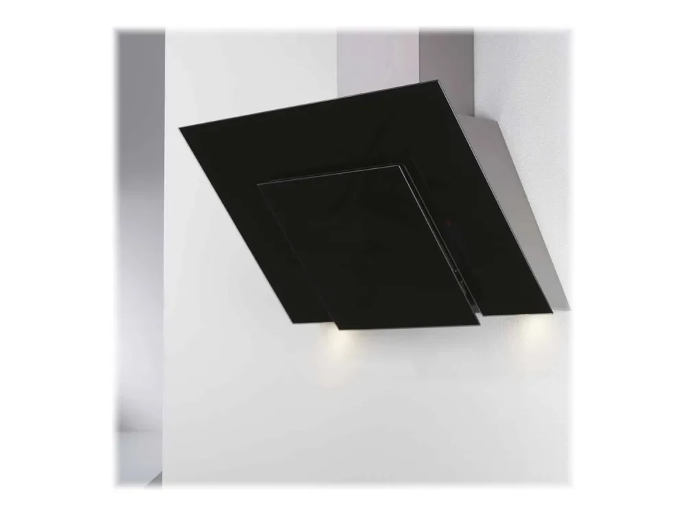 EICO Florence 80 N ECO - Hætte - skorsten vinklet - bredde: 80 cm - dybde: 47 cm - ekstraktion og gencirkulation (med ekstra ekstraktion og gencirkulationssæt) - med intern motor - rustfrit stål/sort glas