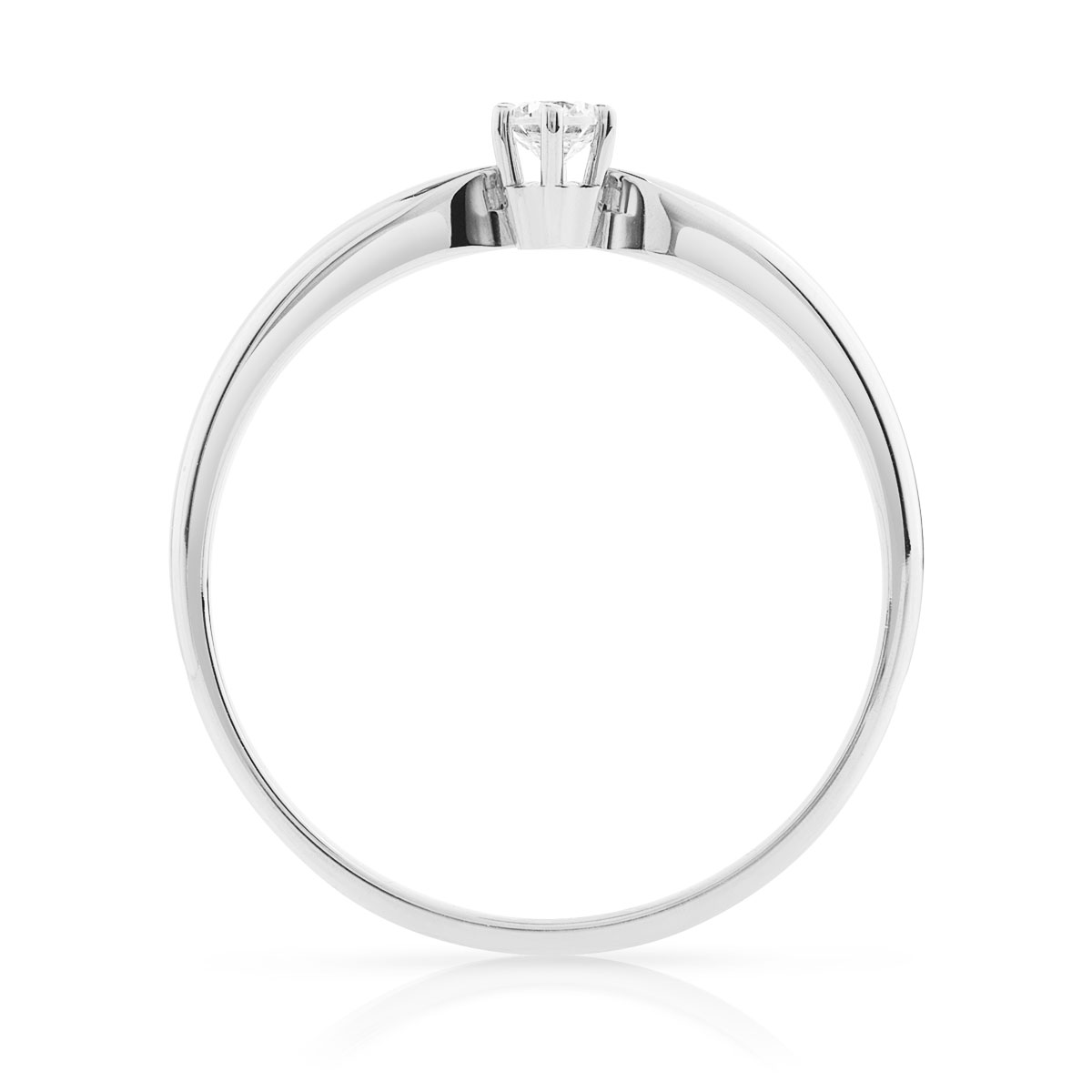 Solitaire or blanc 750 diamant synthétique 0,1 carat