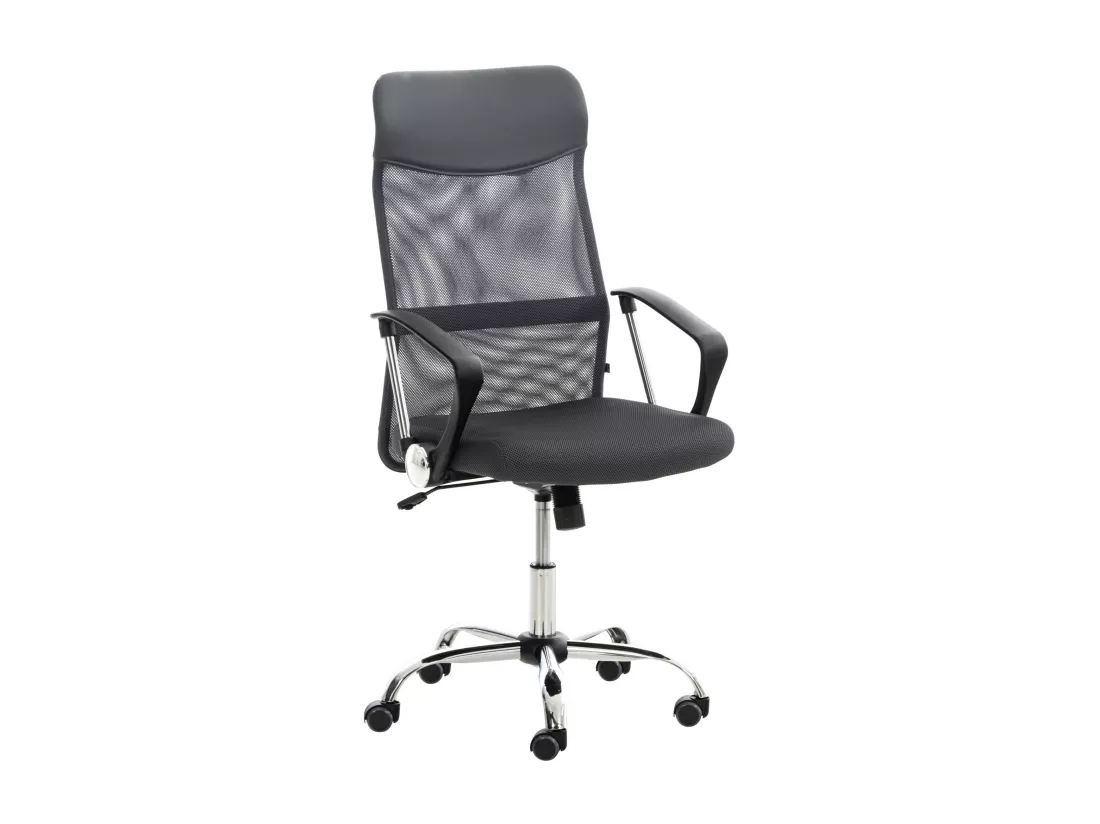 Chaise de bureau - Similicuir & Métal chromé - Gris - Washington