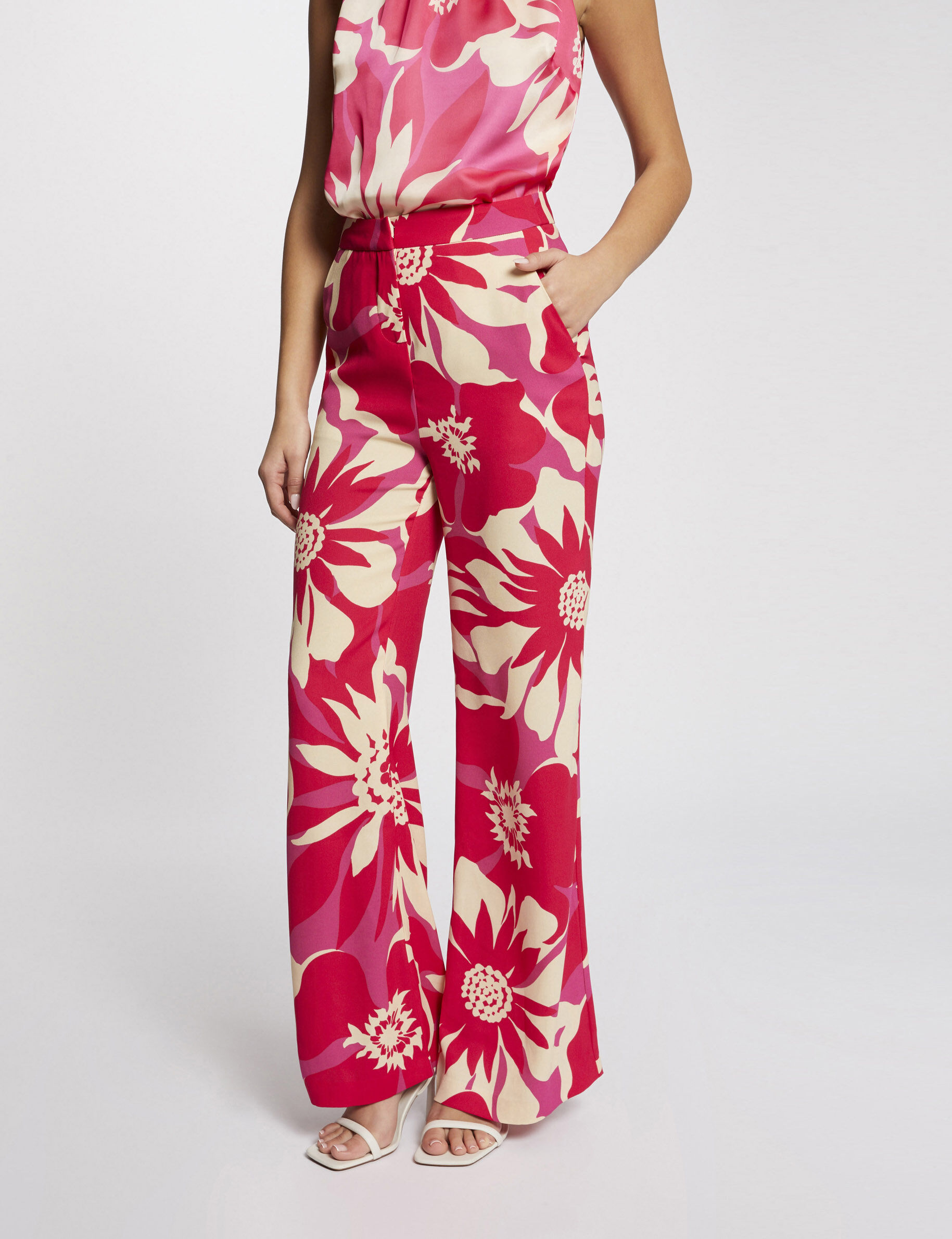 Pantalon large fluide imprimé floral multico femme - multico