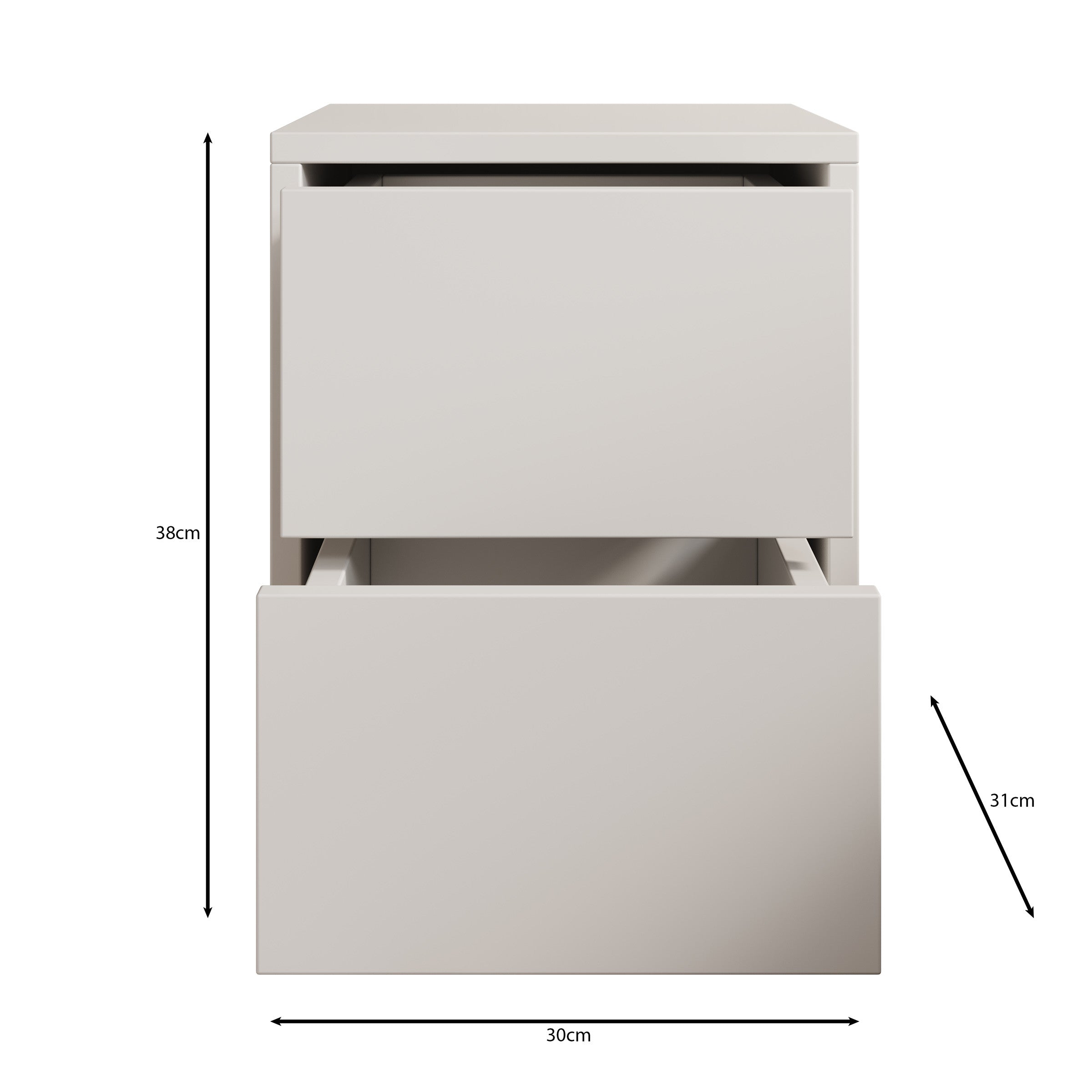 Meubella - Nachtkastje Gideon - Beige - 30 cm