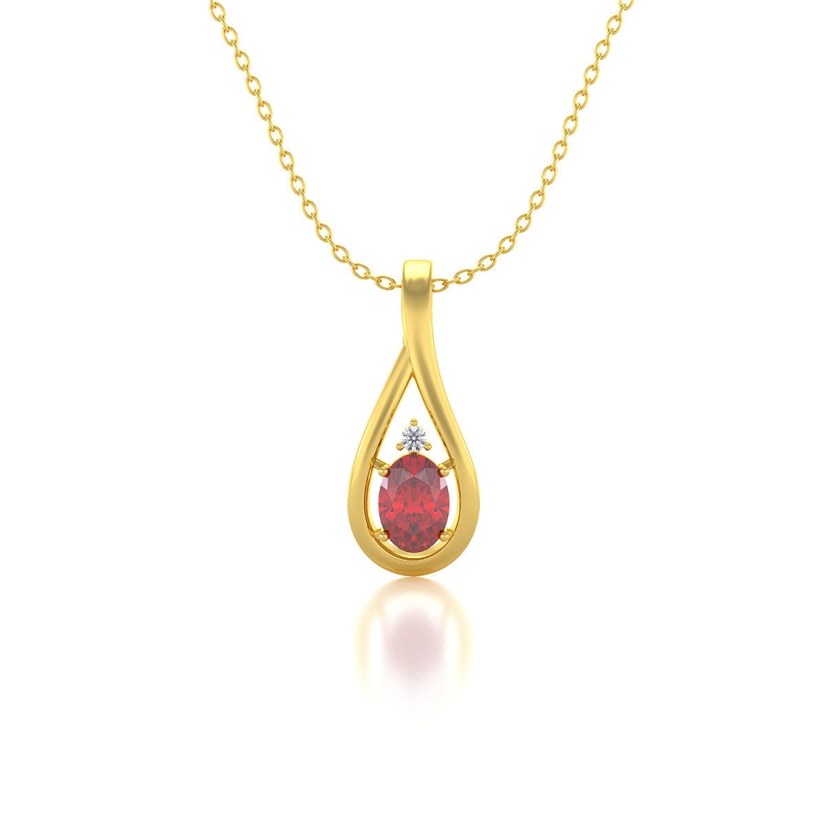 Collier Pendentif Rubis & Diamant en Or Jaune - Cadeau Anniversaire Raffiné | Aden