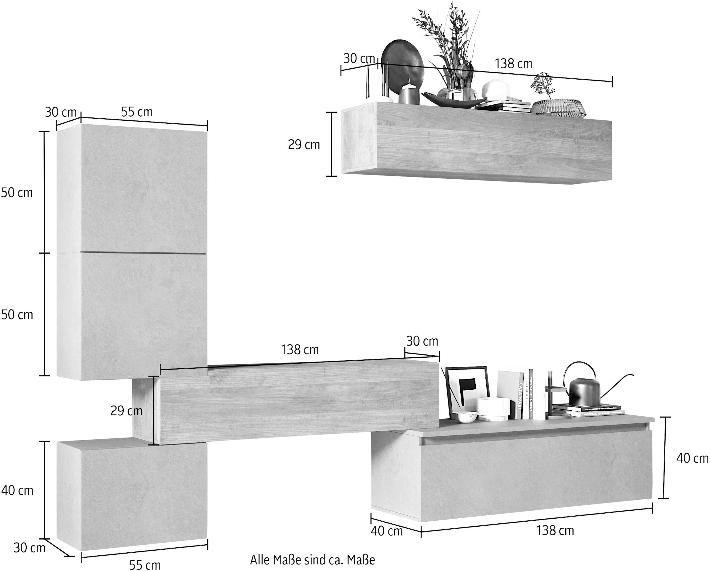 INOSIGN Wohnwand »Infinity, 6tlg. Breite 290 cm, Höhe variabel, Schrankwand, (Lowboard,« 6 Stk. tlg.