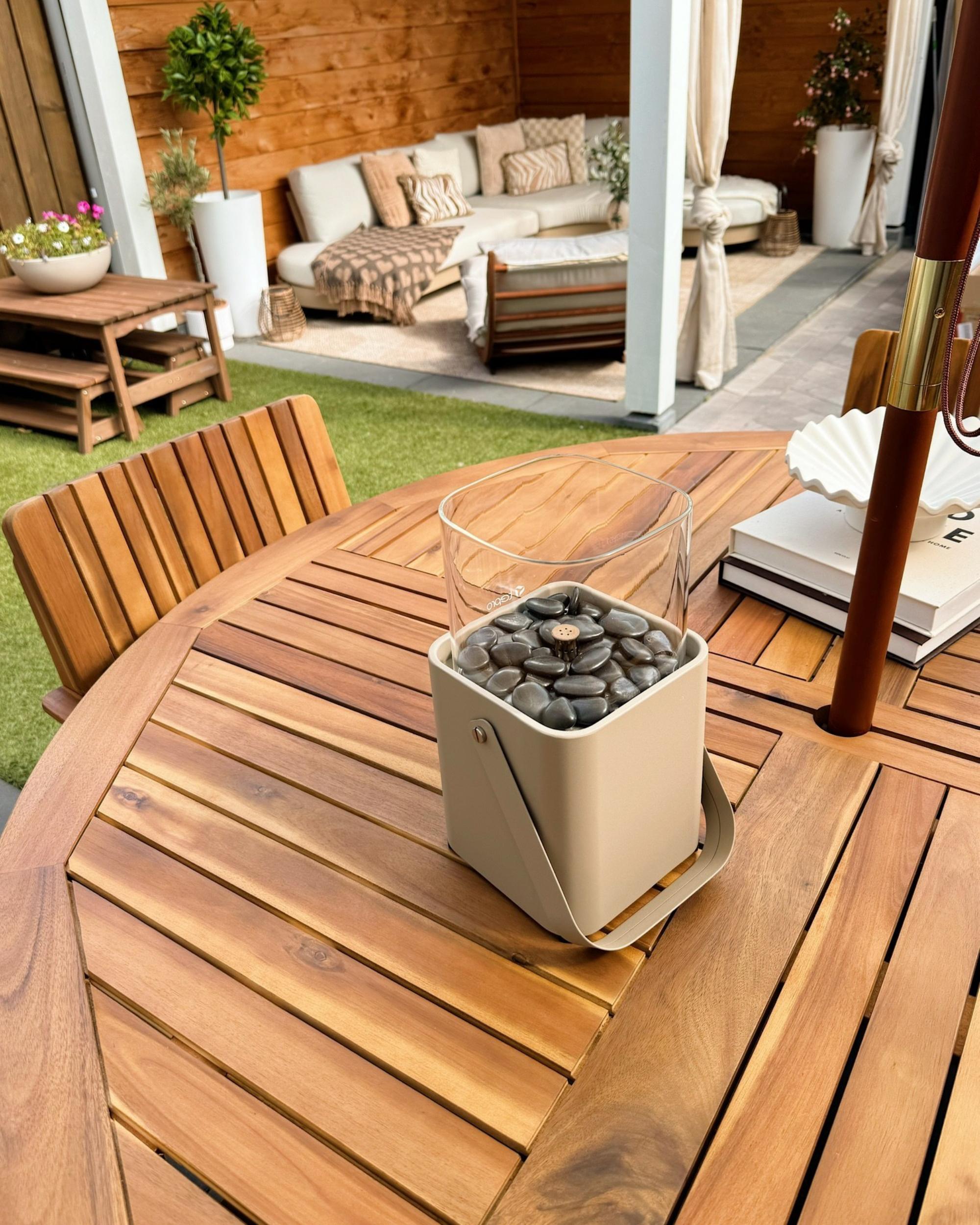 Tuinset 6-zits AGELLO met parasol (12 opties) Acaciahout Bruin