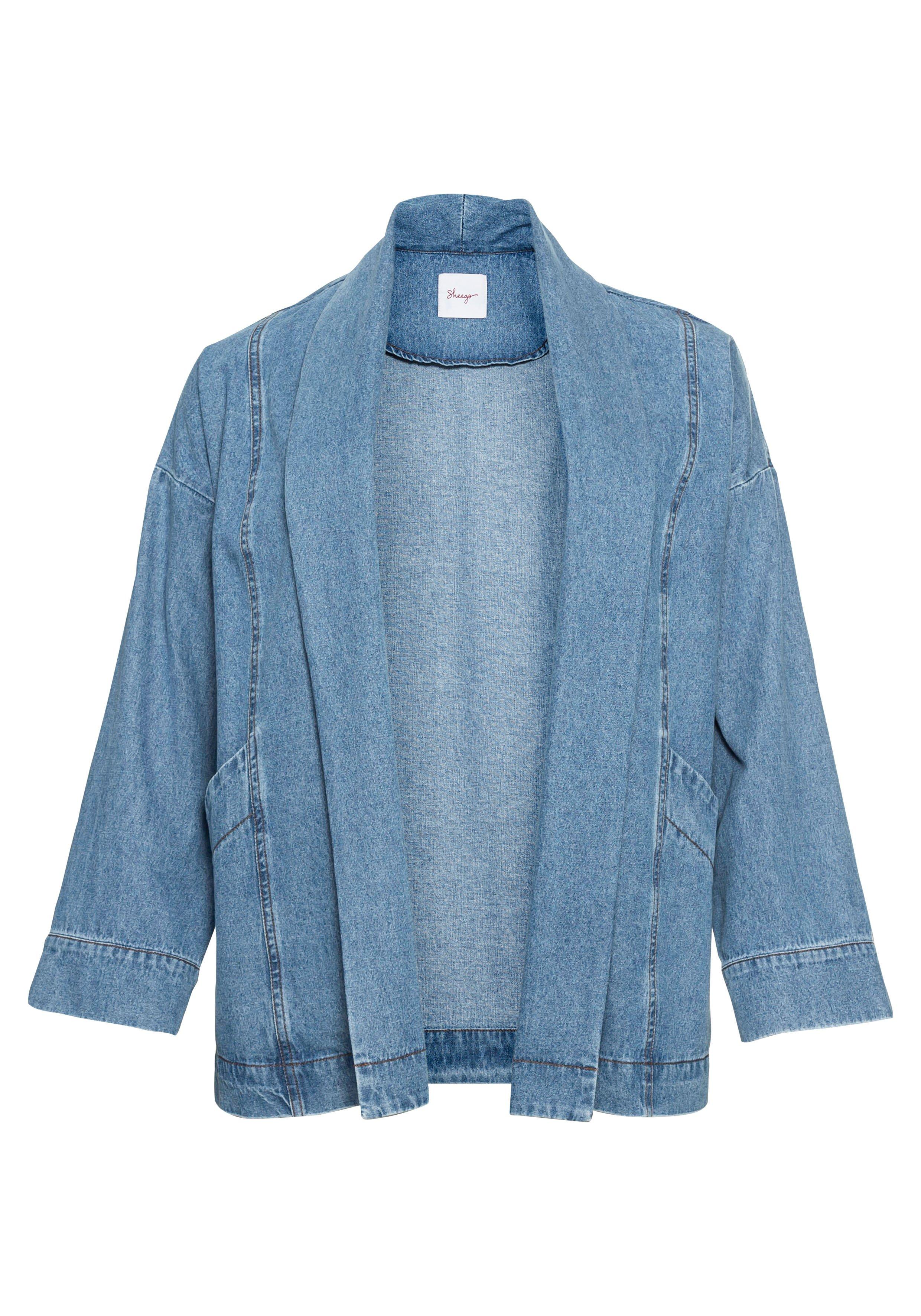 Jeansjacke mit Schalkragen, in Kimono-Form