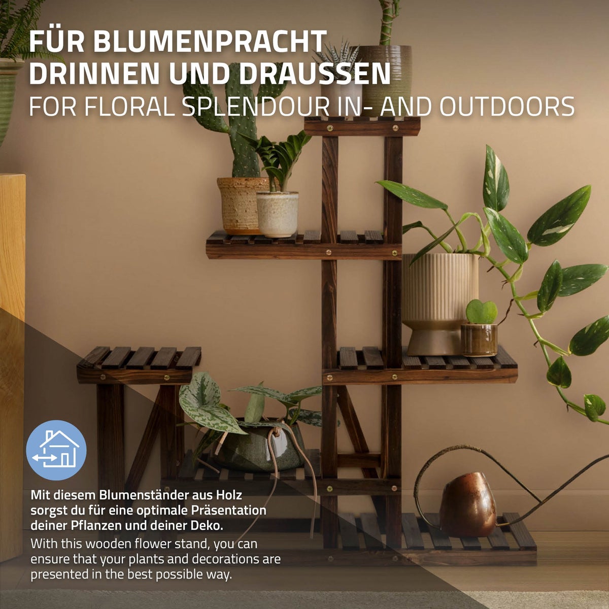 ML-Design Houten Bloemenplank, 95x27,5x96,5 cm, 6-laags plantenstandaard, 6-laags bloementrap, plantenstandaard, buitenplank voor in de tuin, bloemenstandaard voor op het balkon, woonkamer, tuin, buiten