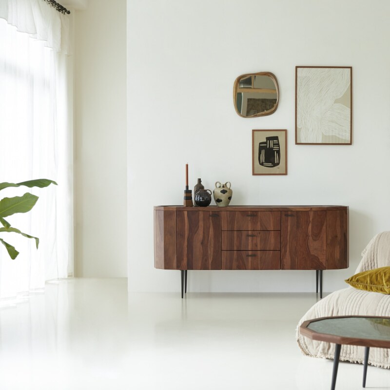 Buffet en palissandre massif et marbre L 175 cm Jade
