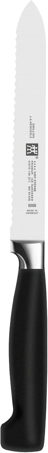 ZWILLING Vier Sterne Messerblock, 7-teilig, Holzblock Buche, Messer, Wetzstab und Schere, Rostfreier Spezialstahl/Ergonomischer Kunststoff-Griff, Schwarz [Made in Germany]
