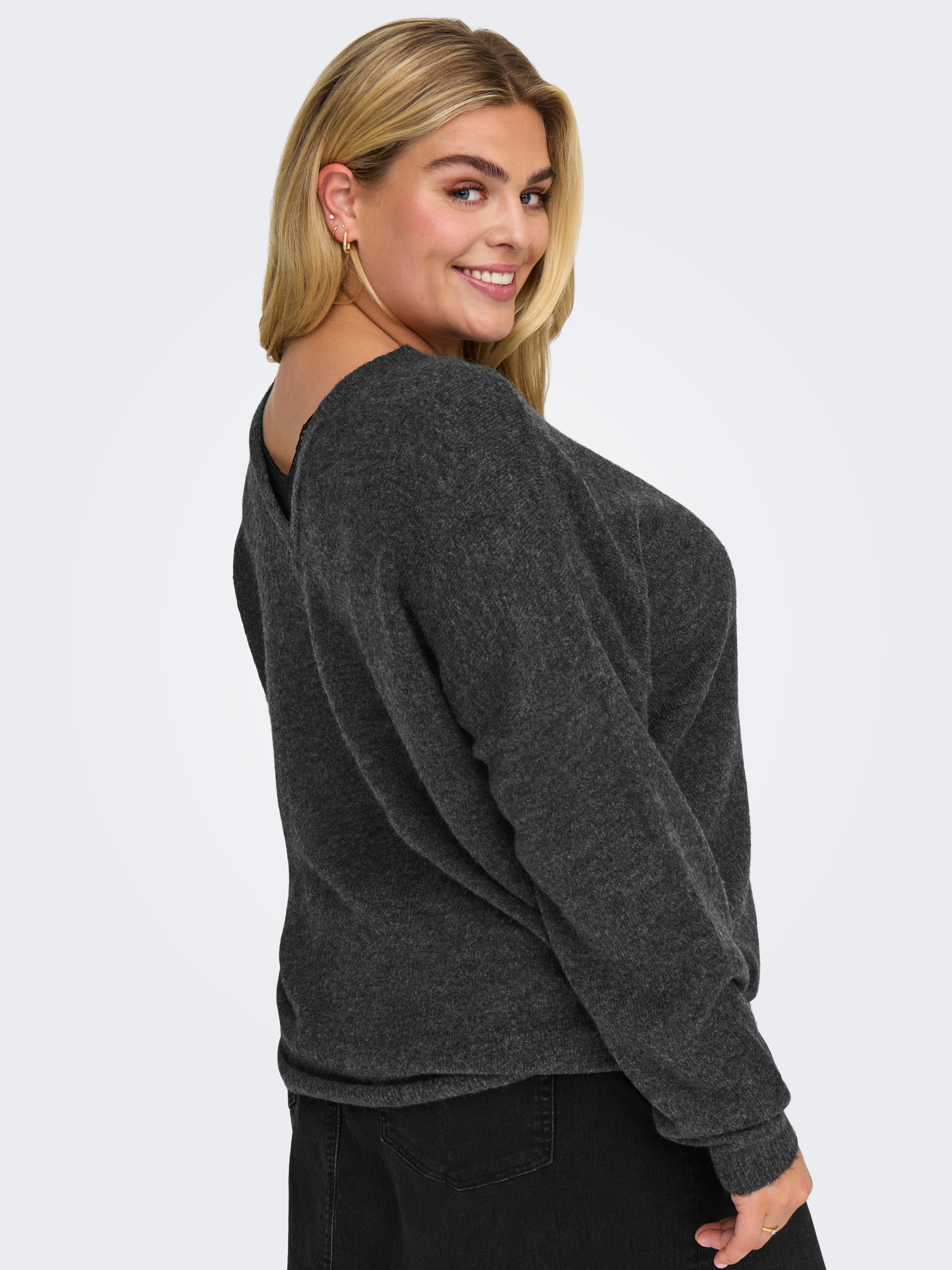 CARMANIFESTA Strickpullover Dark Grey Melange