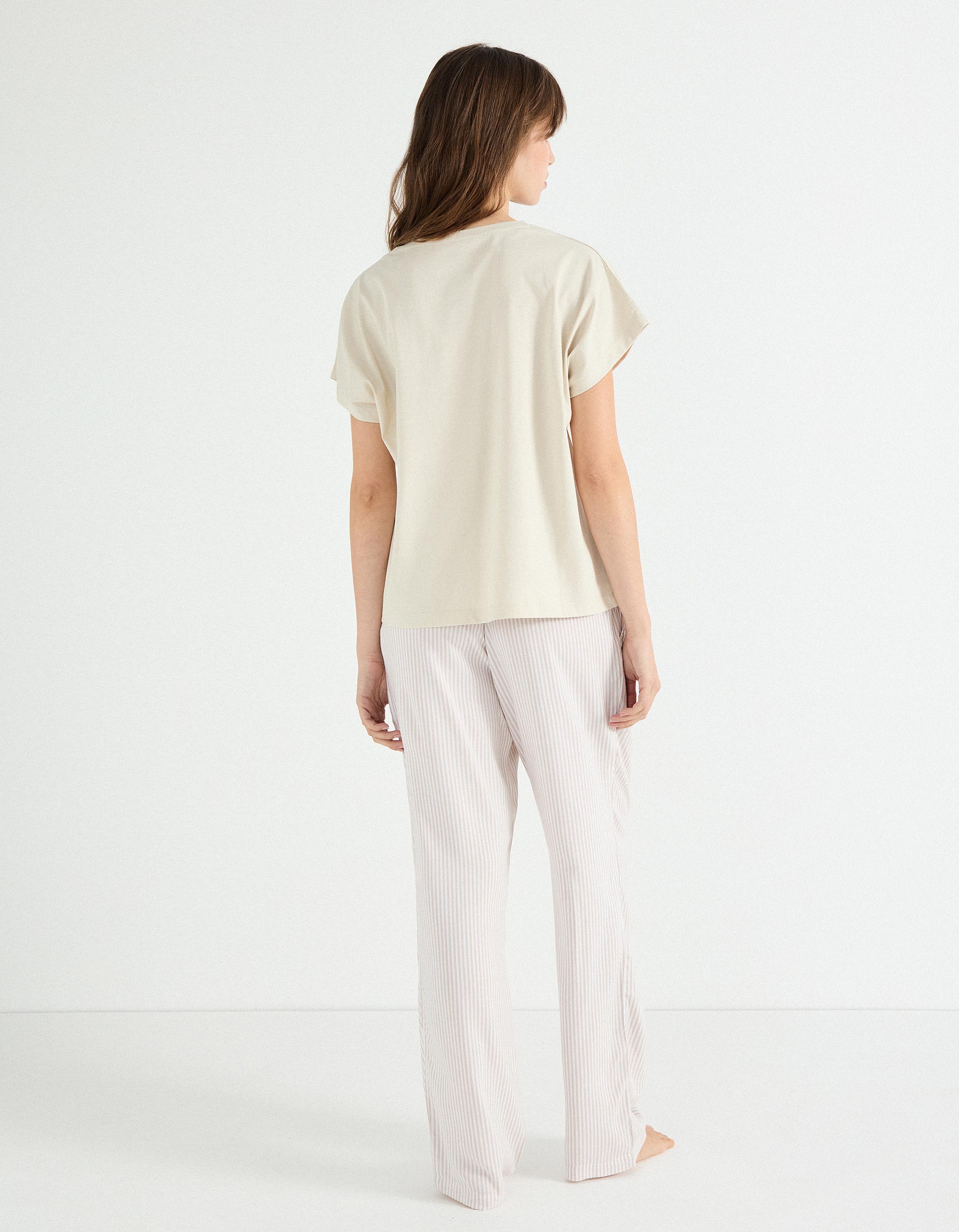 Pijama Jersey, Mulher, Bege Claro