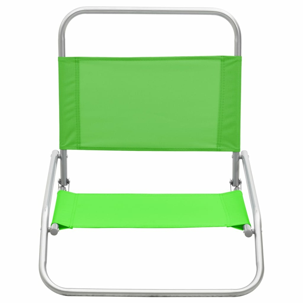 Chaises de plage pliables 2 pcs vert tissu