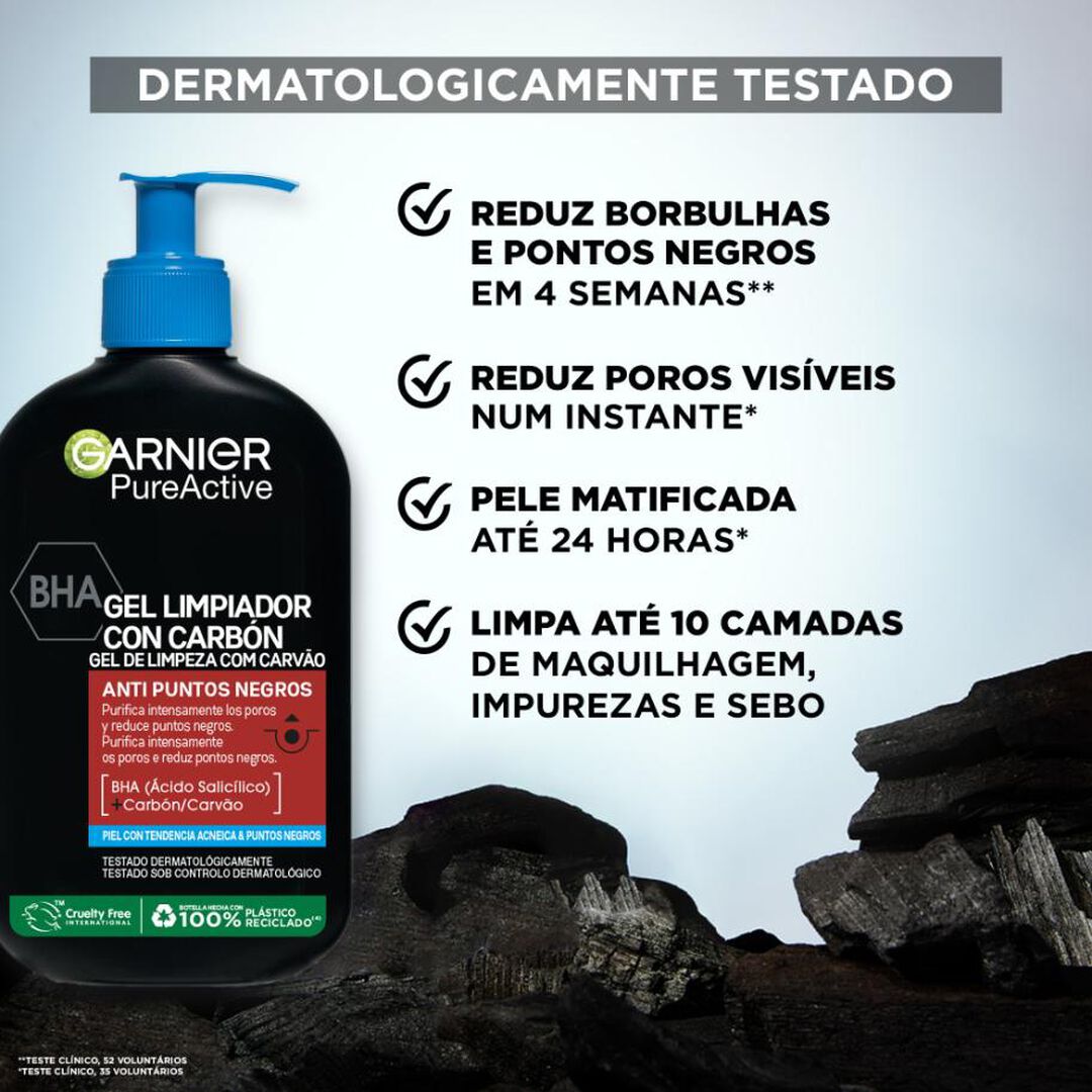 GARNIER  Pure Active Gel de Limpeza com Carvão - 250ml