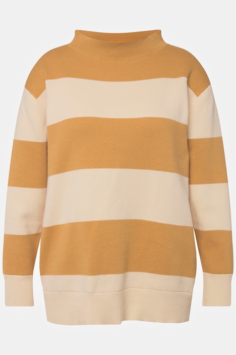 Pullover, Streifen, Stehkragen, Langarm, Biobaumwolle