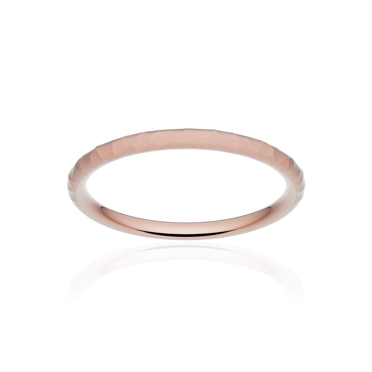 Alliance or 375 rose martelé ruban confort 2mm