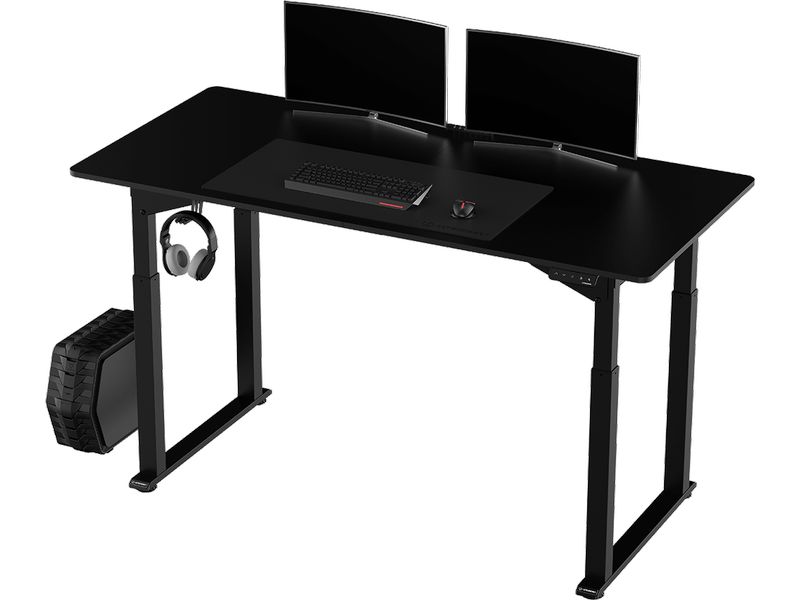 Ultradesk Gaming Tisch Uplift Schwarz Robuster Gaming-Tisch mit elektrischer und stufenloser Höhenverstellung