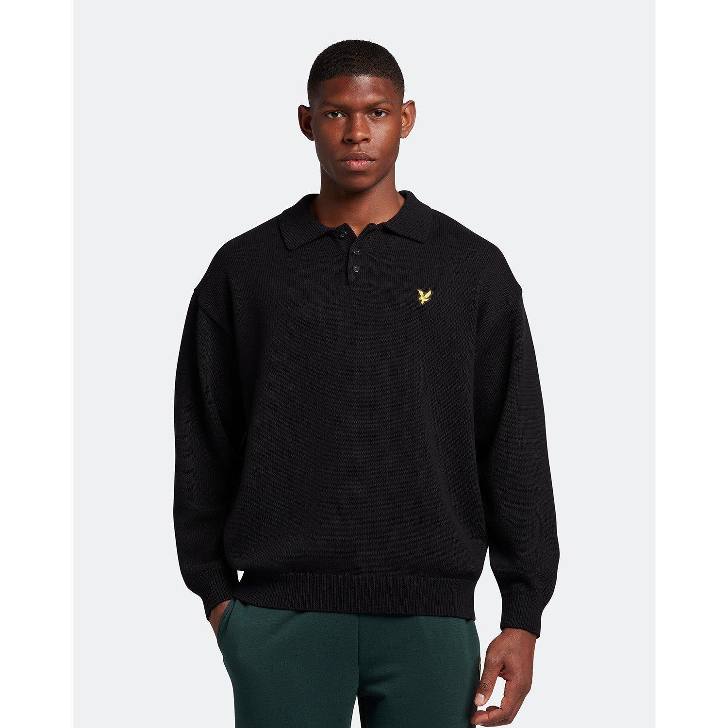 Lyle and Scott Blouson Long Sleeve Knitted Polo Shirt