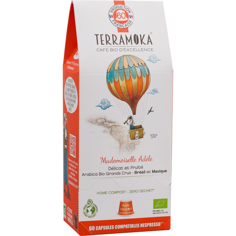 Capsules de café Terramoka Adèle Bio - Boîte distributrice de 60
